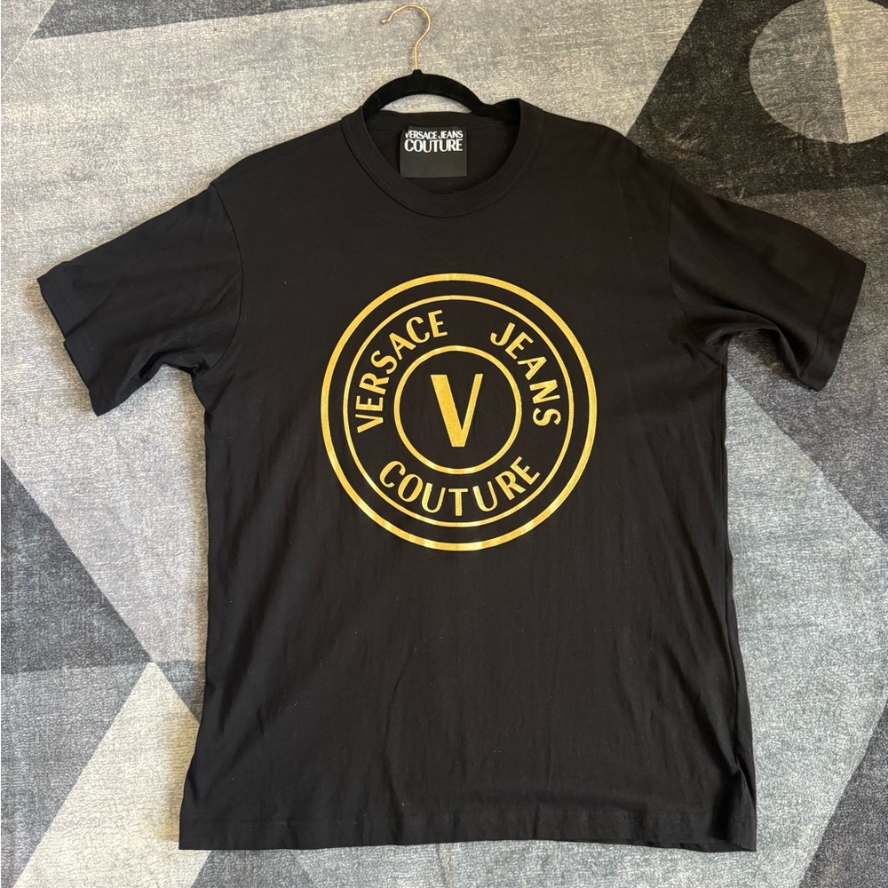 Versace Jeans Collection Black Tee with Gold Logo